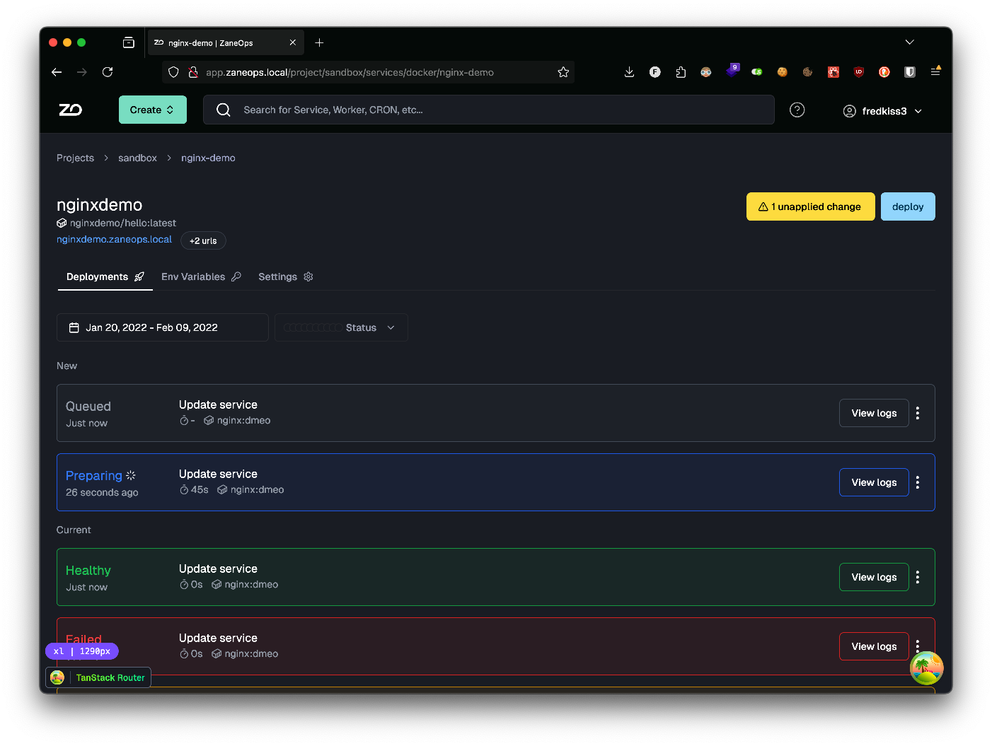 Service detail page